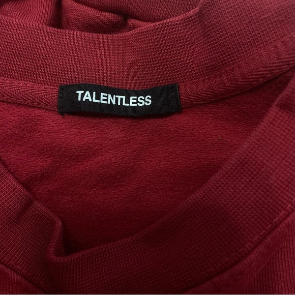 Talentless Dolman Crop Crewneck Sweatshirt Maroon Red Fleece Size Medium NEW - Picture 5 of 8